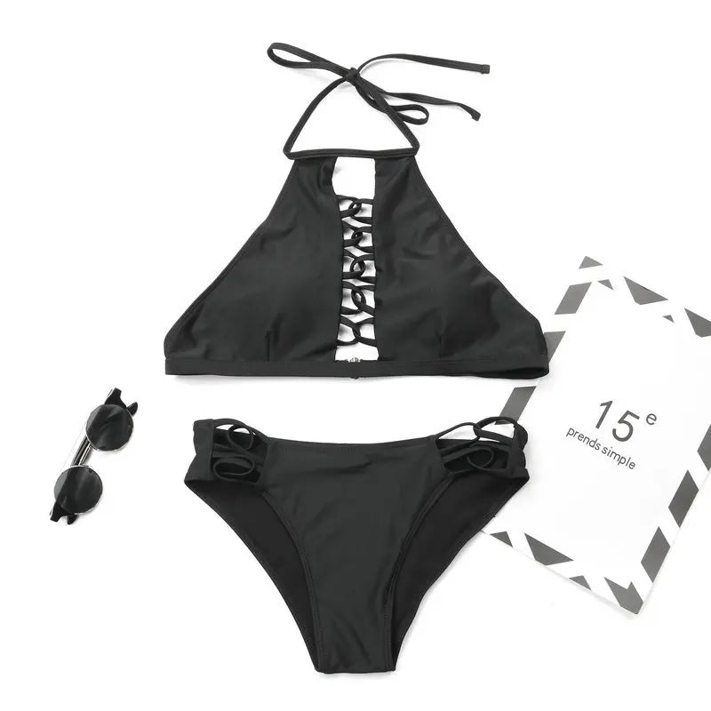 Hollow-Out Brazilian Bikini Set Sexy Women Swimwear