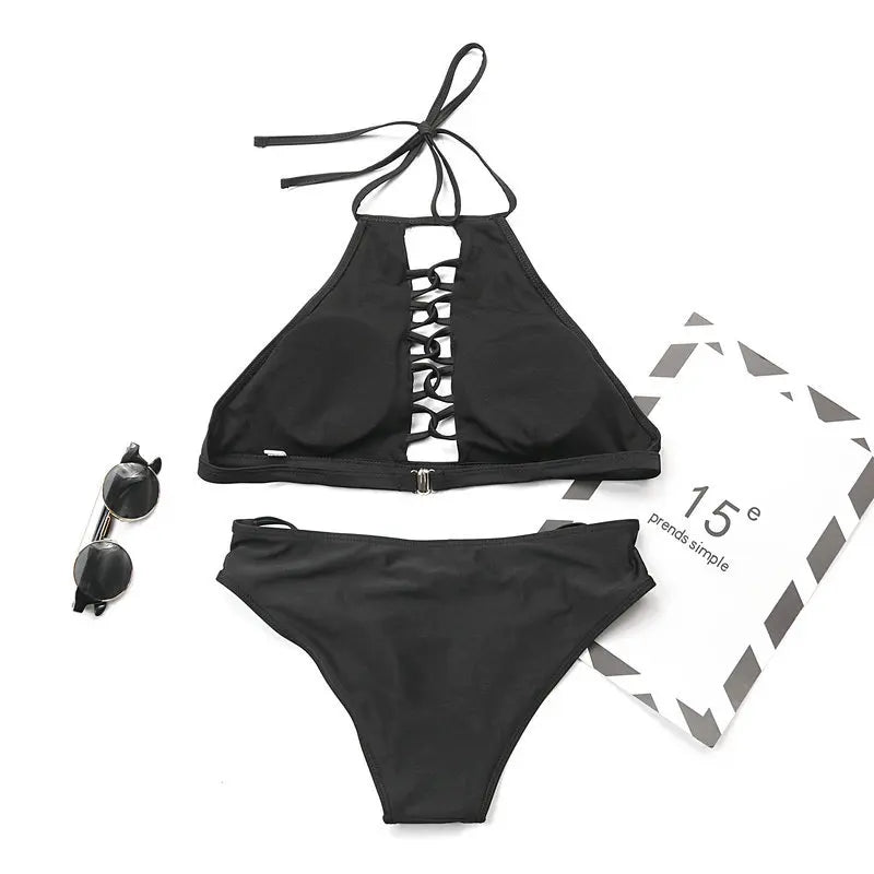 Hollow-Out Brazilian Bikini Set Sexy Women Swimwear