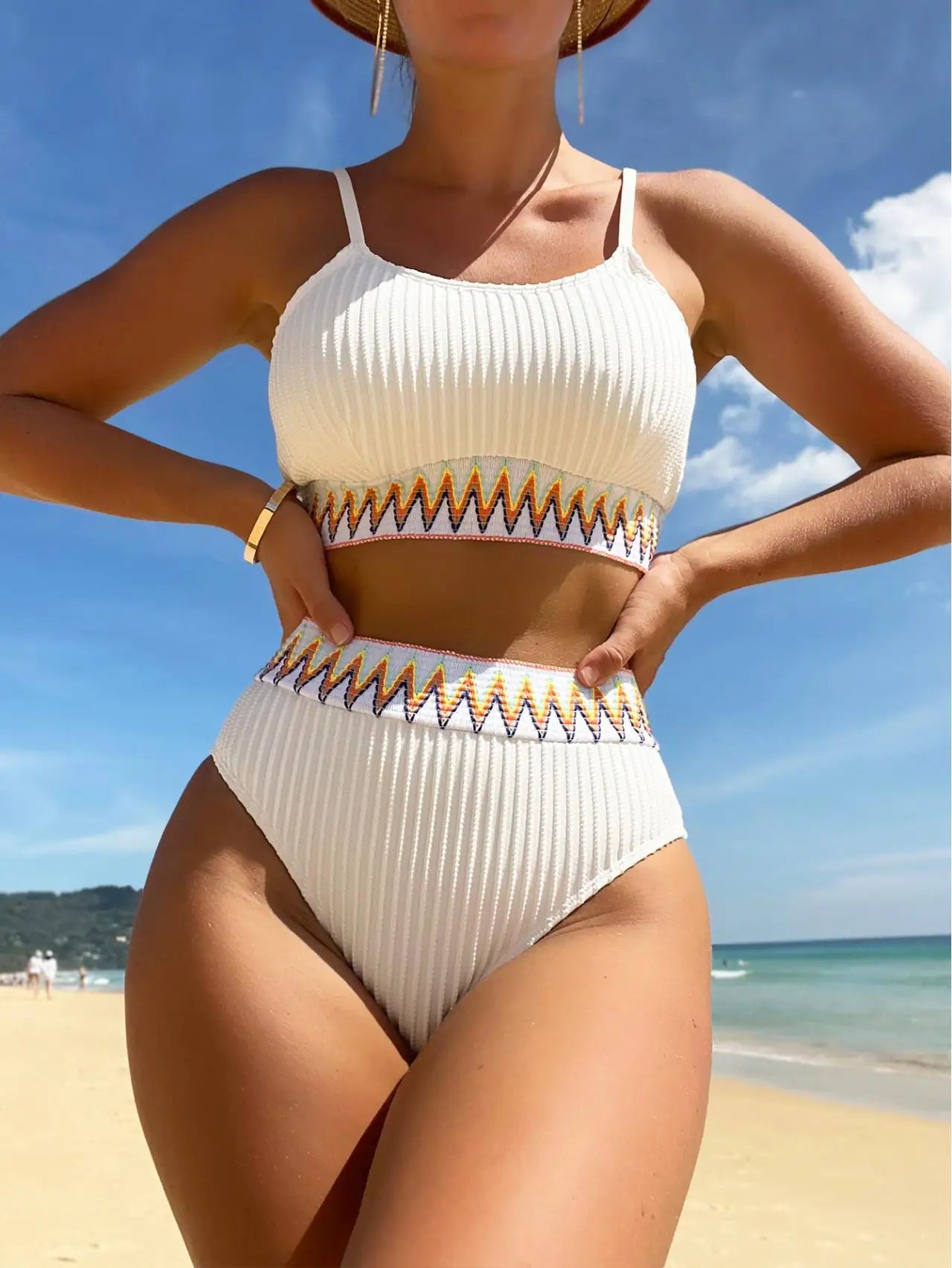 Ribbon Tie Bikini Set Women Cute Beach Swimsuit