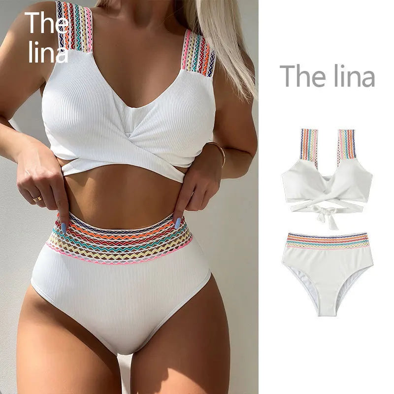 Brazilian Bikini Set High Waist Black Print Women Swimwear - Image #0