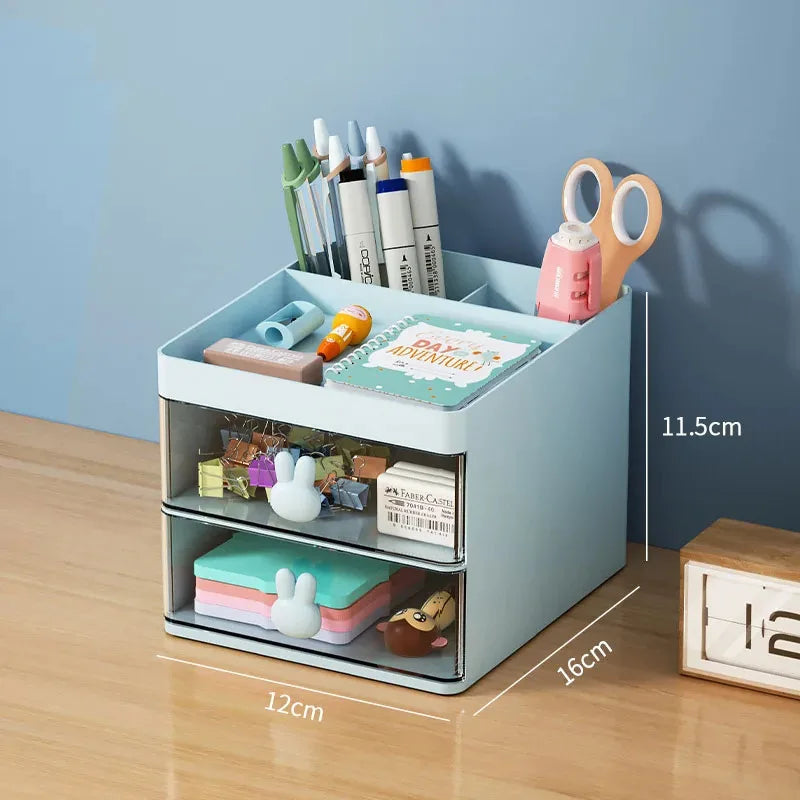 Small Desk Organizer with Drawer & Compartments
