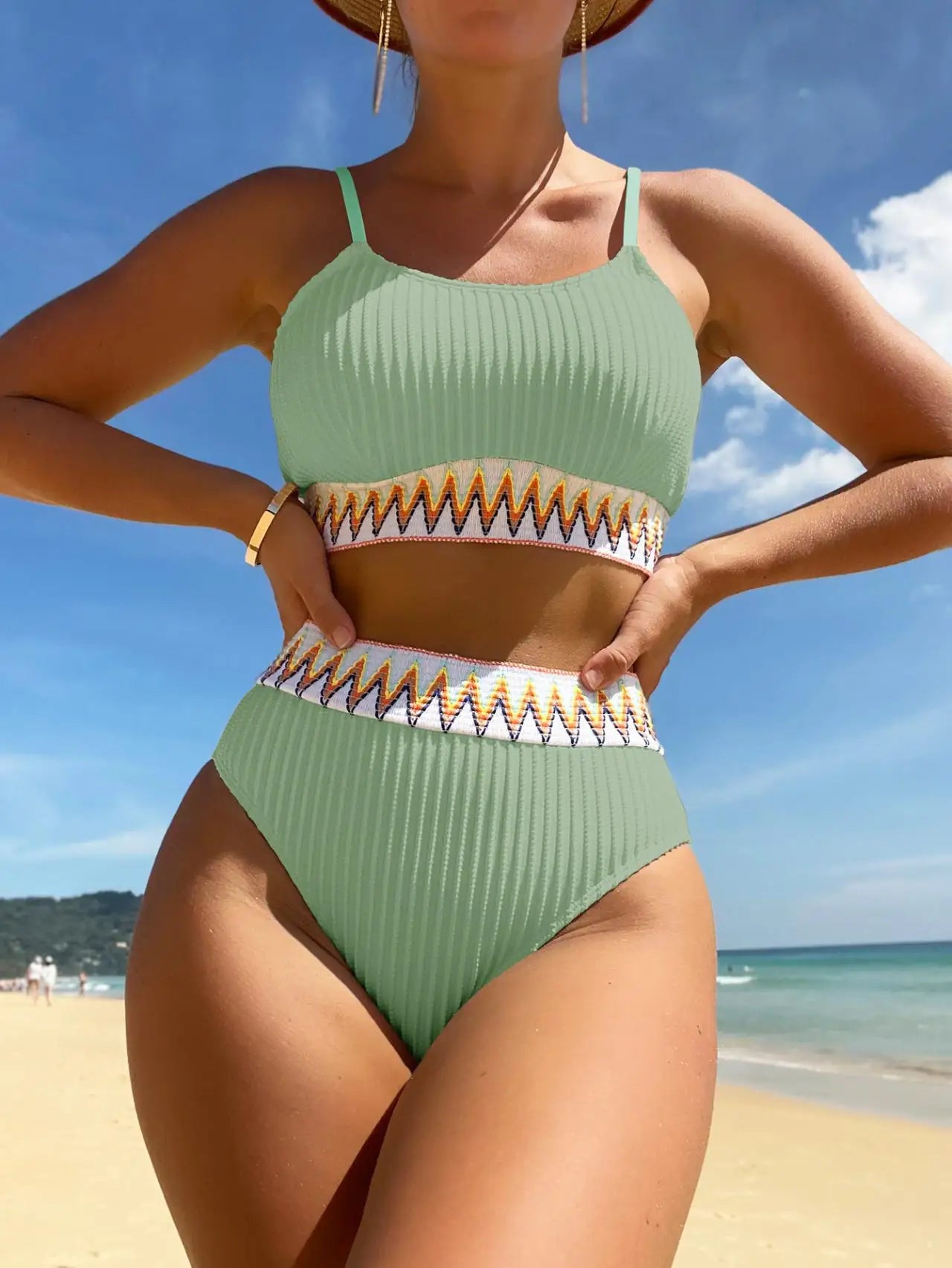 Ribbon Tie Bikini Set Women Cute Beach Swimsuit