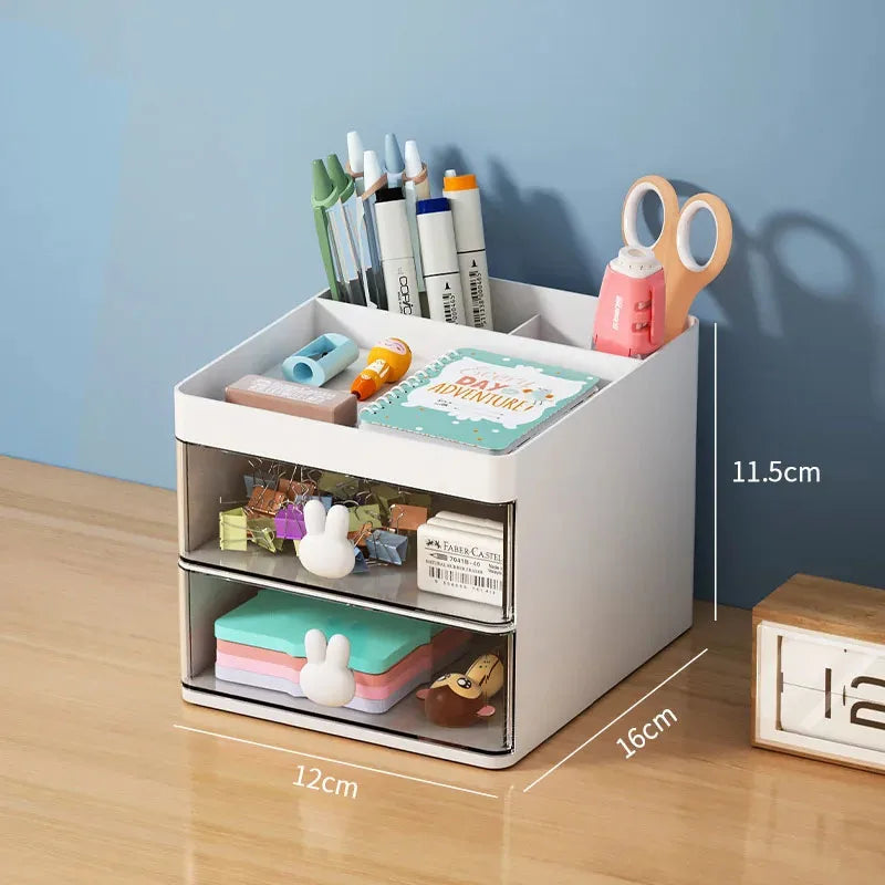 Small Desk Organizer with Drawer & Compartments