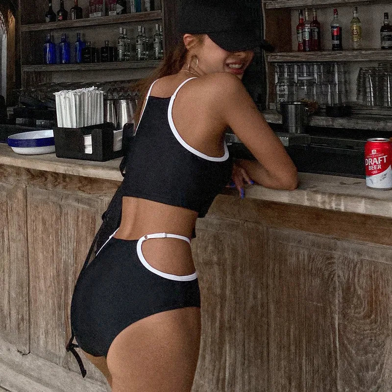 High-Neck Sport Bikini Set Women Athletic Swimwear - Image #0