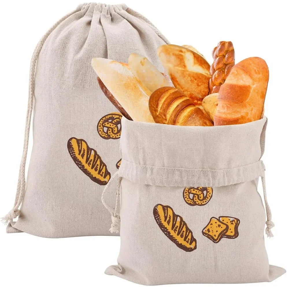 Reusable Linen Bread Bag with Drawstring