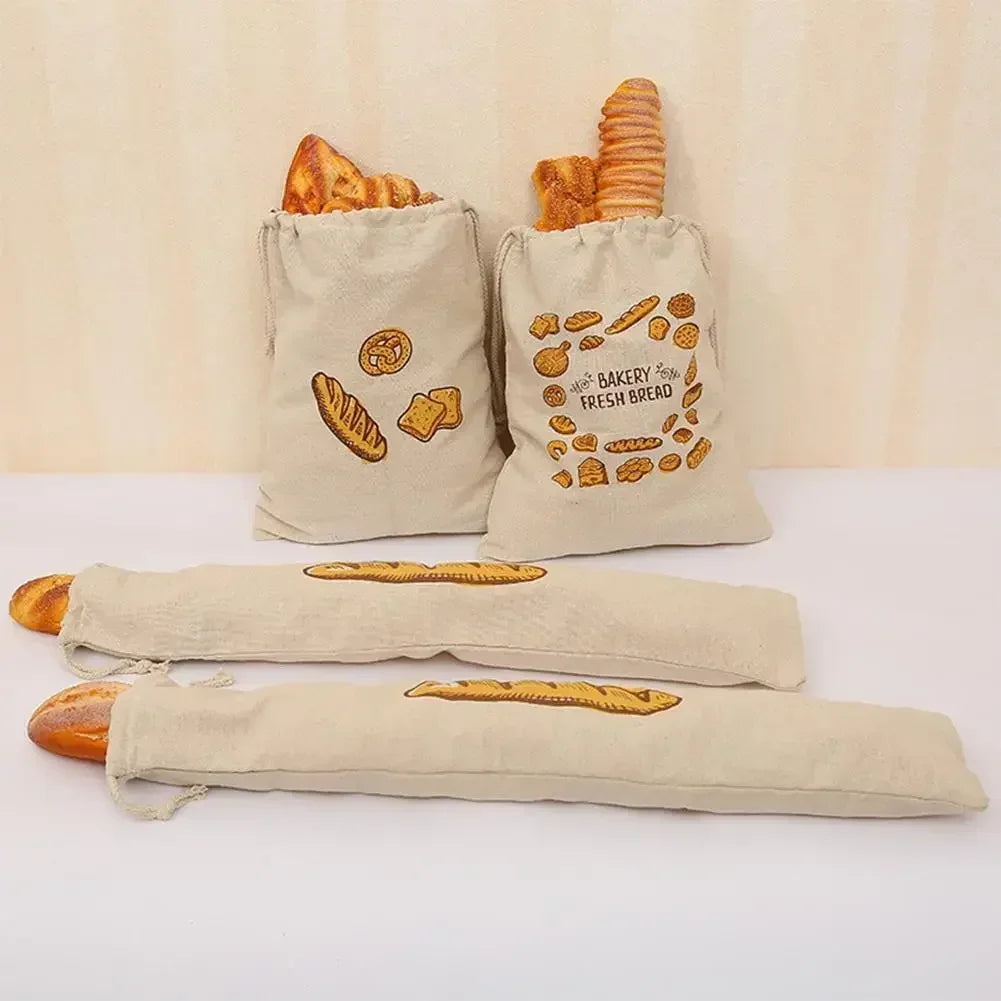 Reusable Linen Bread Bag with Drawstring