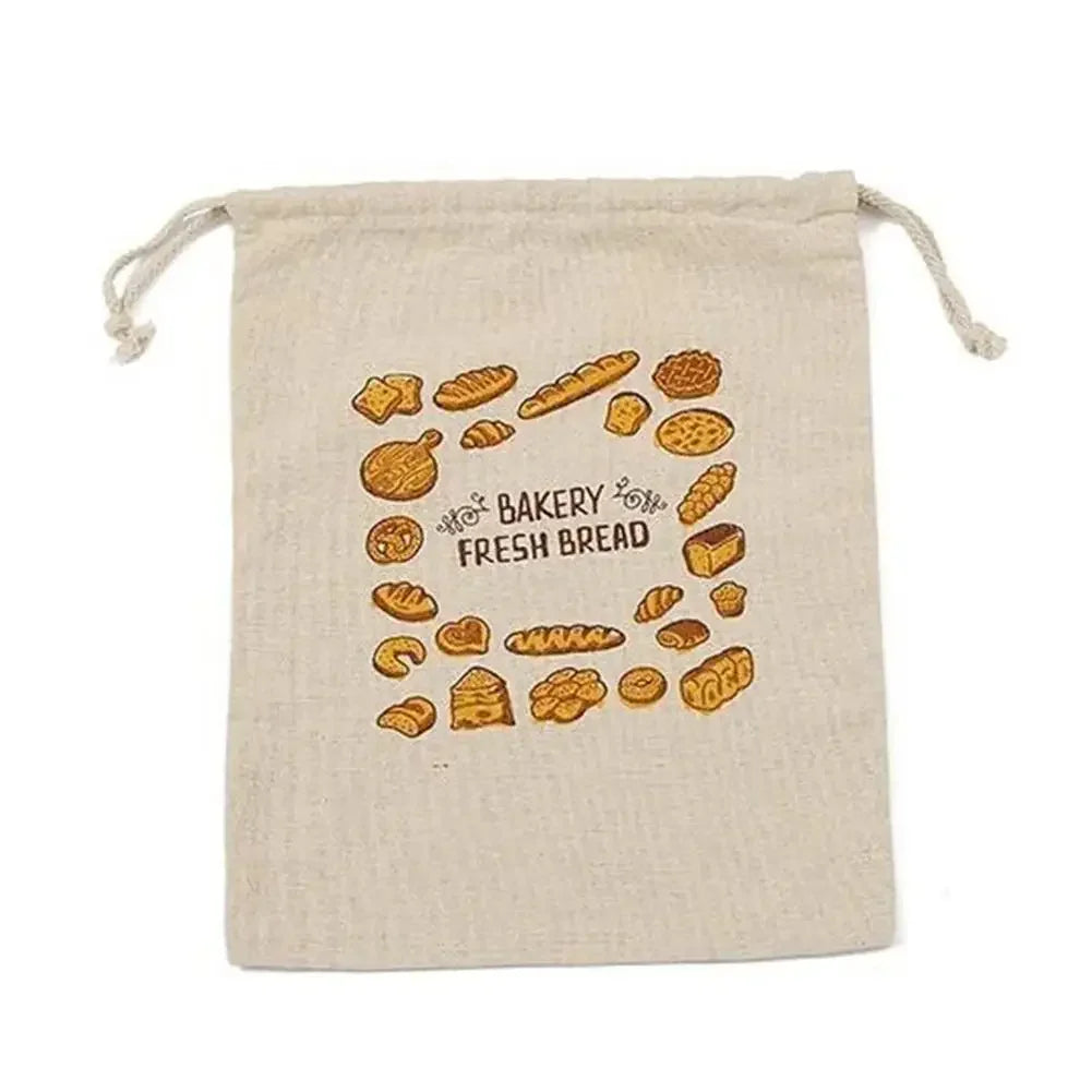 Reusable Linen Bread Bag with Drawstring