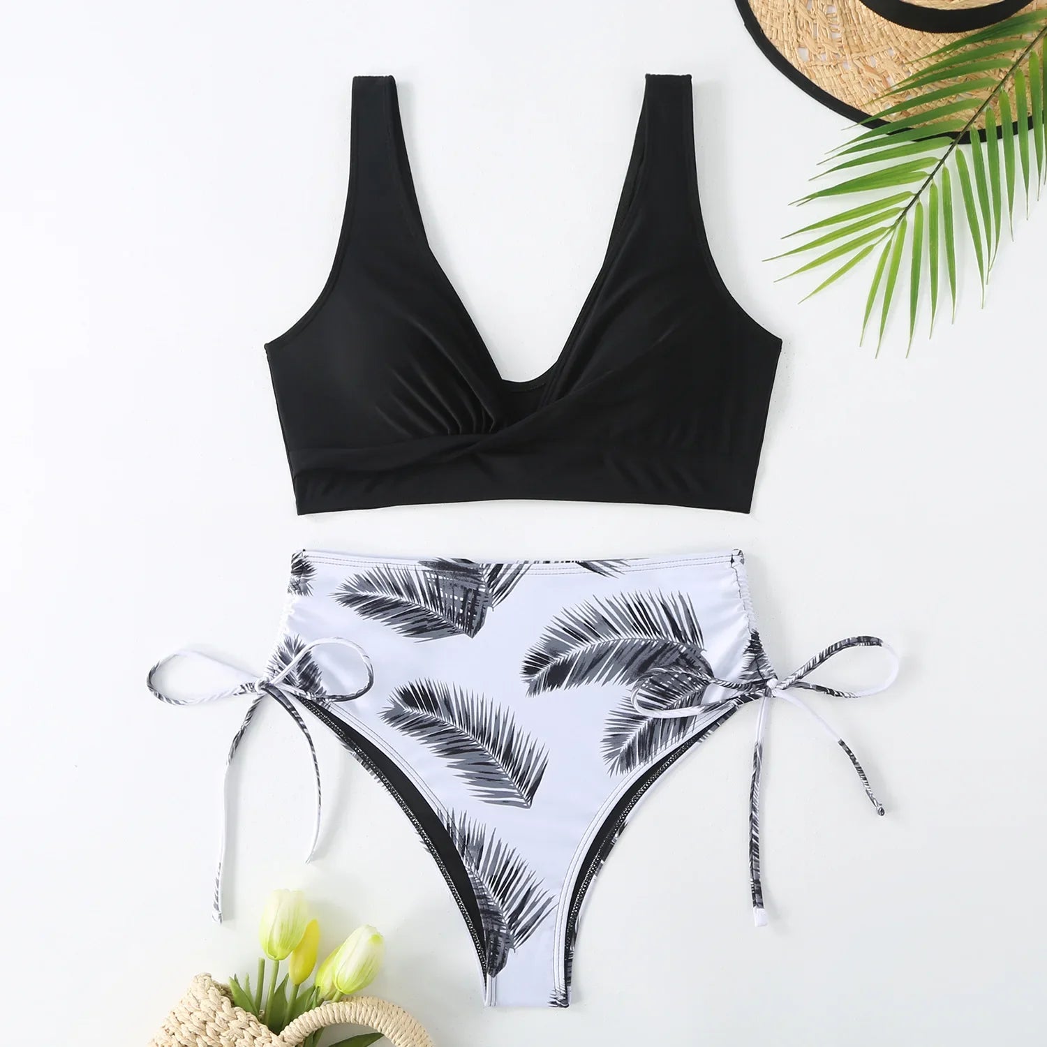 High-Waist Bikini Set Women Tummy Control Swimwear