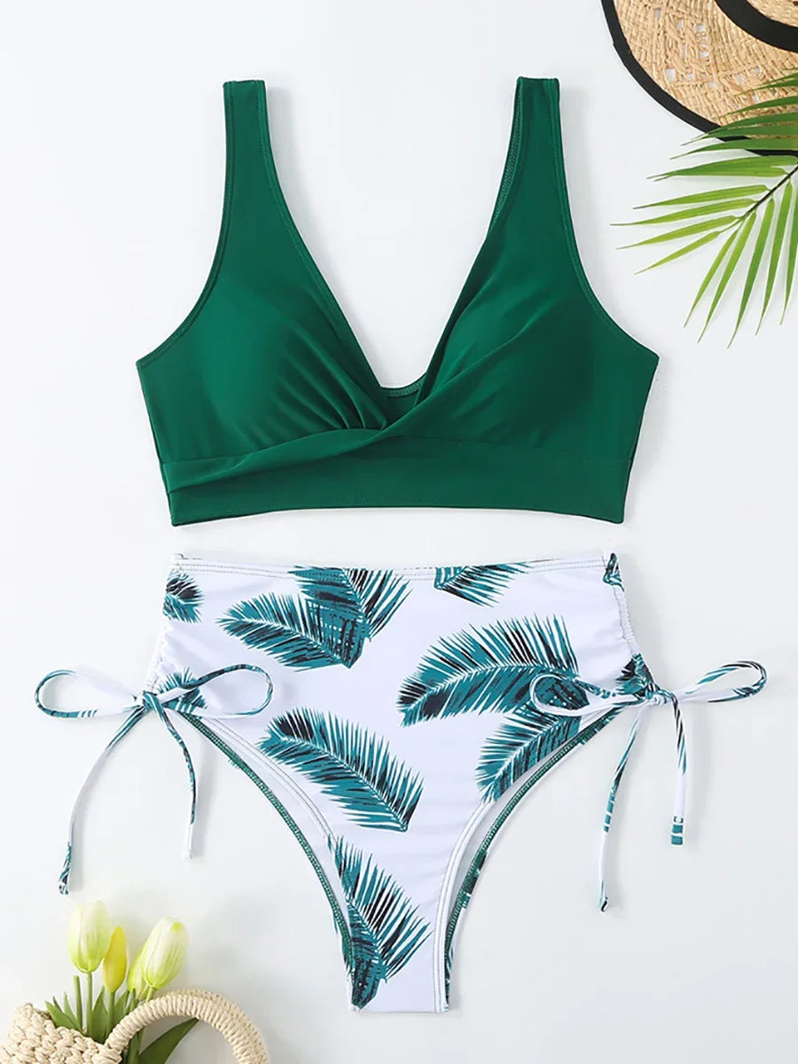 High-Waist Bikini Set Women Tummy Control Swimwear
