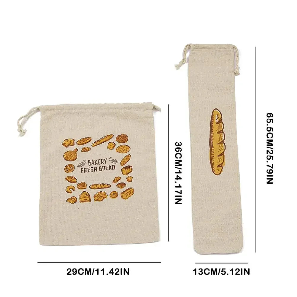 Reusable Linen Bread Bag with Drawstring
