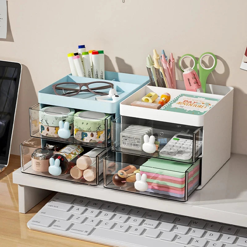 Small Desk Organizer with Drawer & Compartments