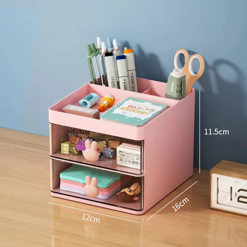 Small Desk Organizer with Drawer & Compartments