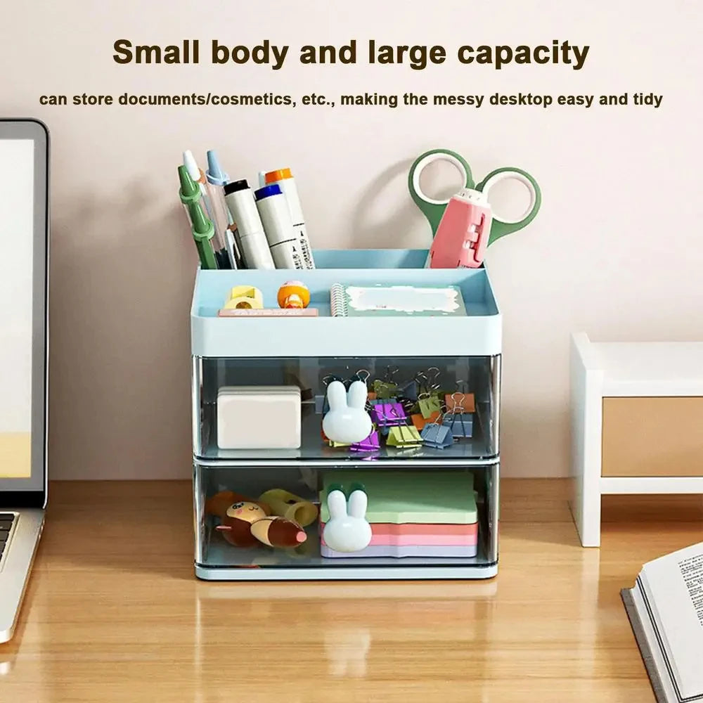 Small Desk Organizer with Drawer & Compartments