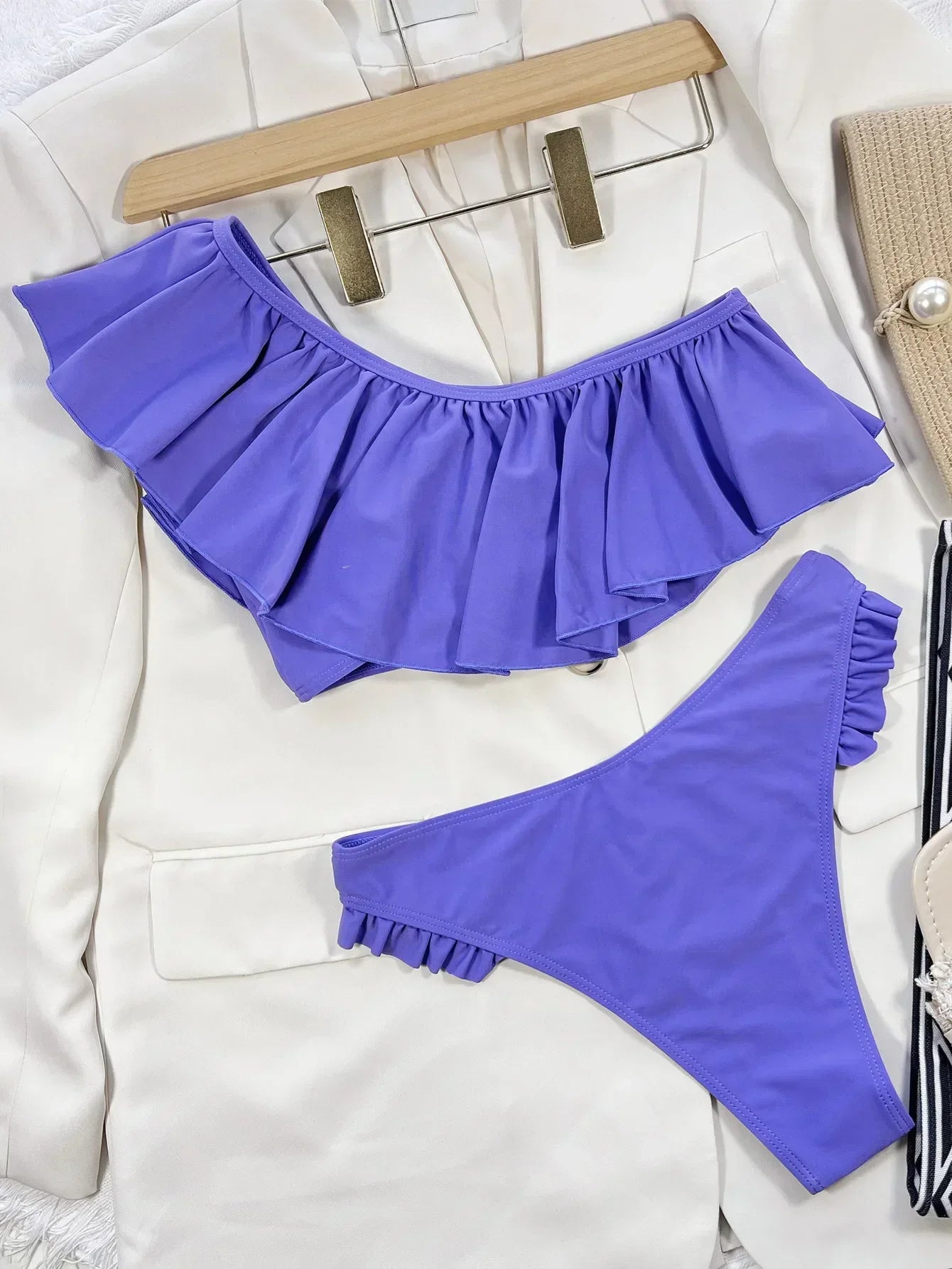 Ruffle One-Shoulder Bikini Set Women Swimwear