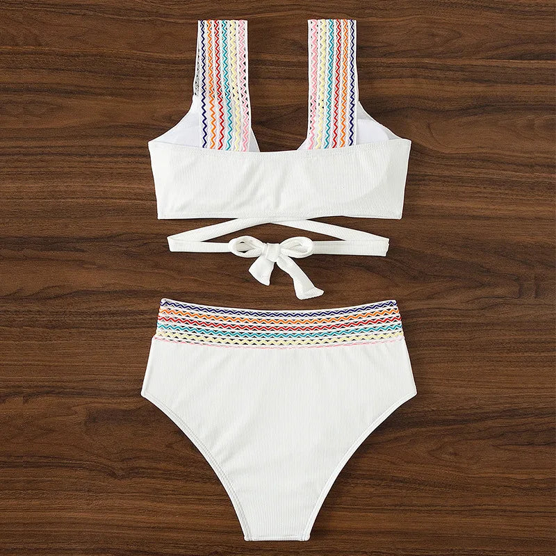 Brazilian Bikini Set High Waist Black Print Women Swimwear - Image #0