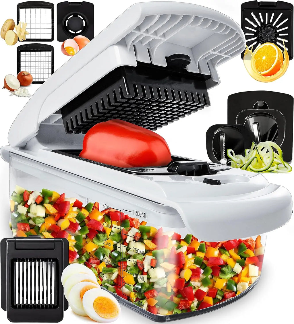 Vegetable Chopper with Container & Spiral Cutter