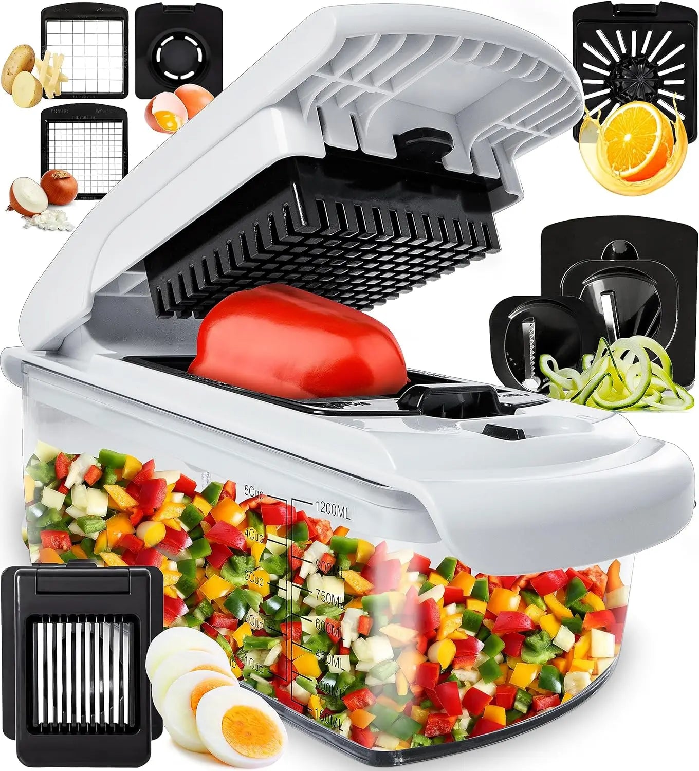 Vegetable Chopper with Container & Spiral Cutter