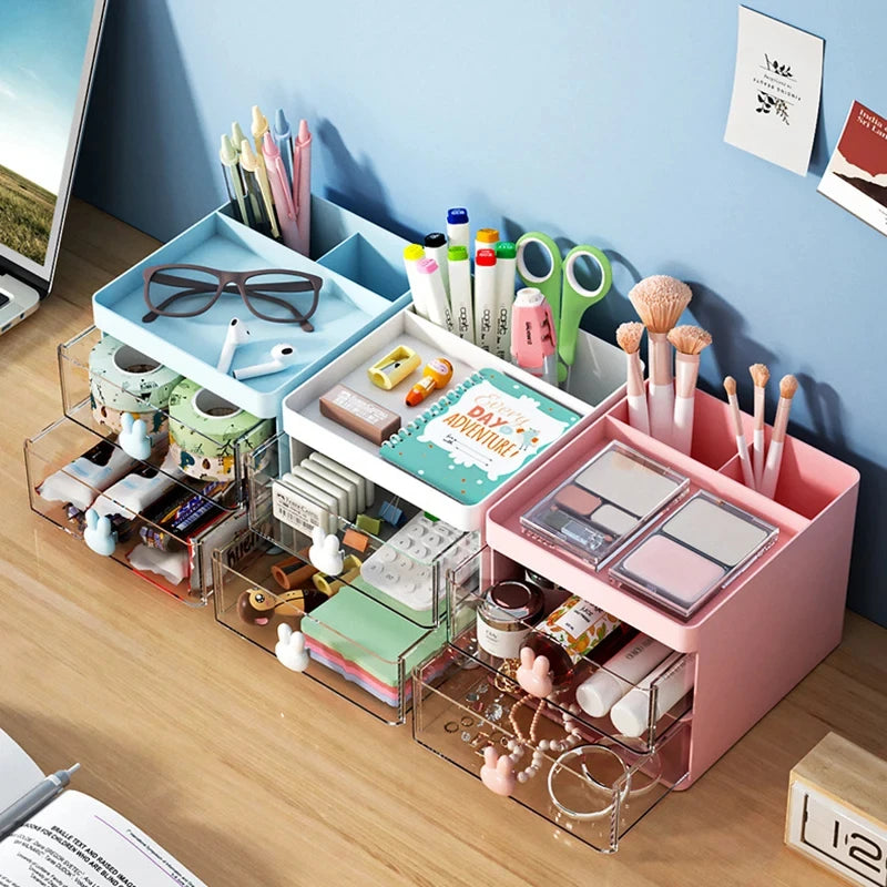 Small Desk Organizer with Drawer & Compartments