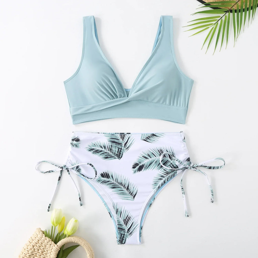 High-Waist Bikini Set Women Tummy Control Swimwear